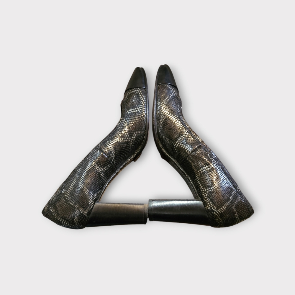 Agl Python Snakeskin Cap Toe Block Heeled Pumps - image 4